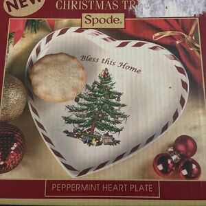Spode Christmas Tree peppermint heart plate